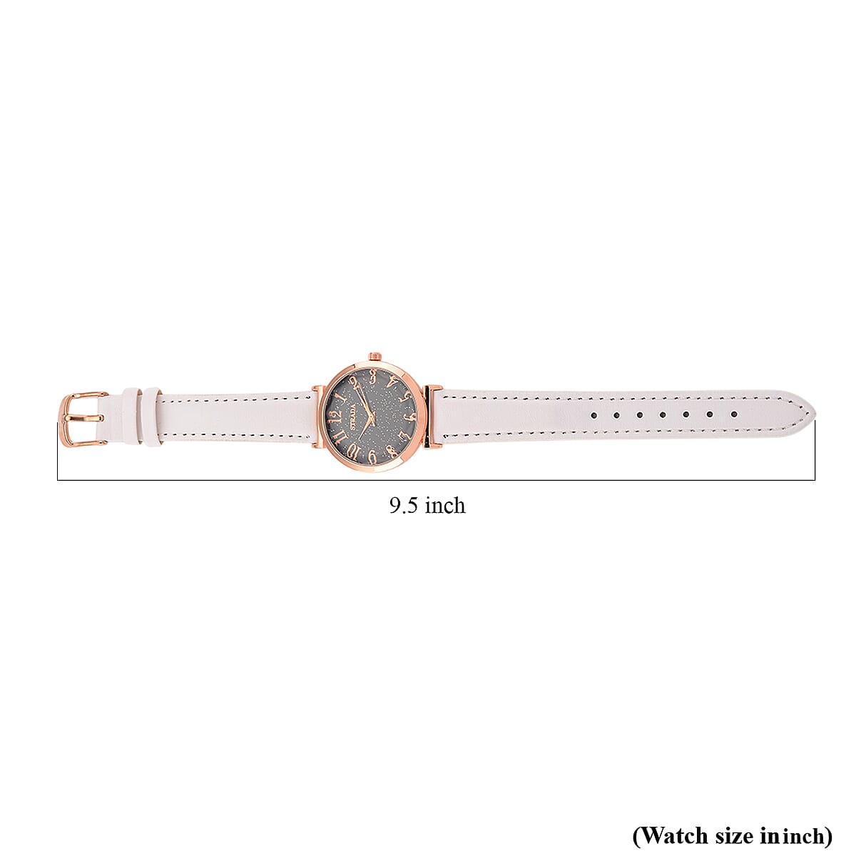 Strada Japanese Movement Starry Sky Pattern Dial Watch with White Faux Leather Strap image number 7
