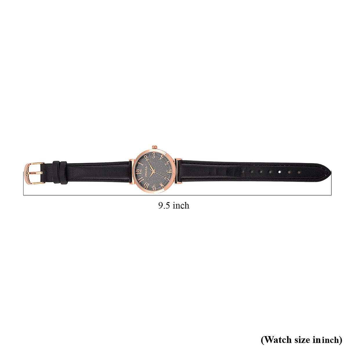 Strada Japanese Movement Starry Sky Pattern Dial Watch with Black Faux Leather Strap image number 7