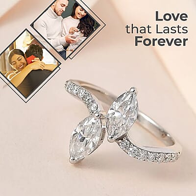 Moissanite Snake Inspired Eternal Love Ring in Platinum Over Sterling Silver (Size 10.0) 1.35 ctw