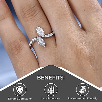 Moissanite Snake Inspired Eternal Love Ring in Platinum Over Sterling Silver (Size 10.0) 1.35 ctw