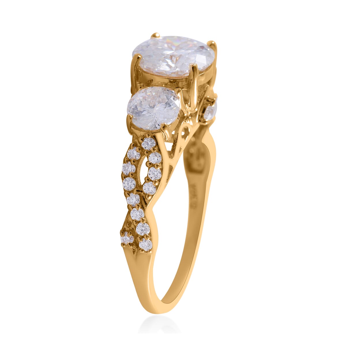 TLV 100 Facet Moissanite (Rnd 8mm) Ring in Platinum Over Sterling Silver (Size 10.0) 3.00 ctw image number 2