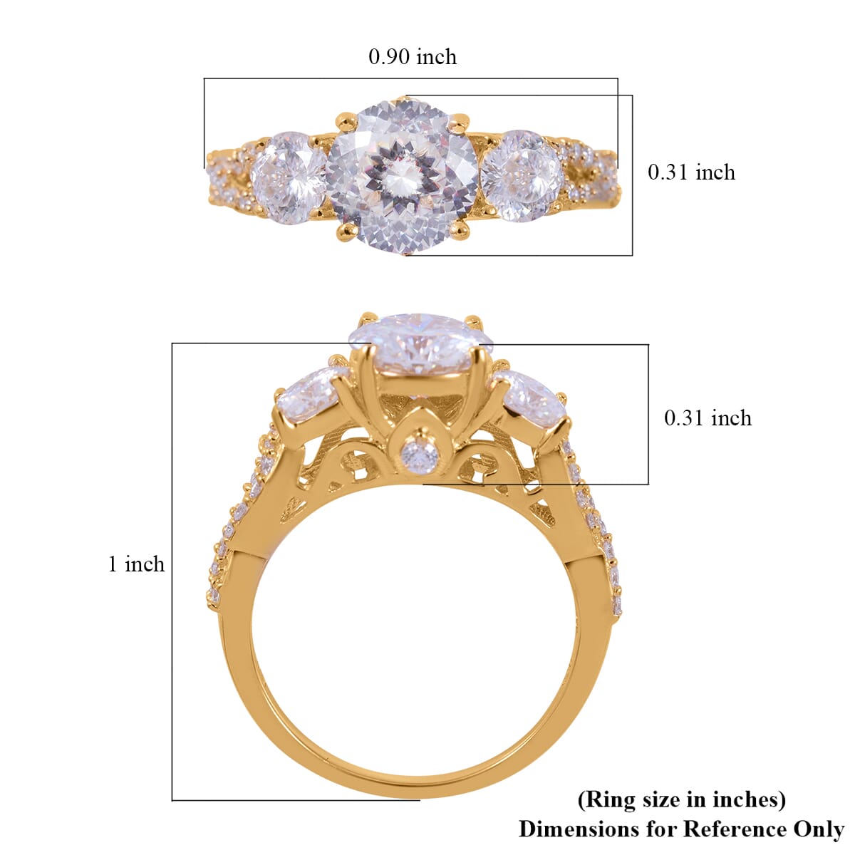 TLV 100 Facet Moissanite (Rnd 8mm) Ring in Platinum Over Sterling Silver (Size 10.0) 3.00 ctw image number 4