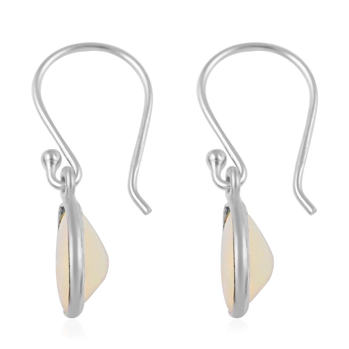 Opal Drop Earrings in Rhodium Over Sterling Silver 1.50 ctw image number 3