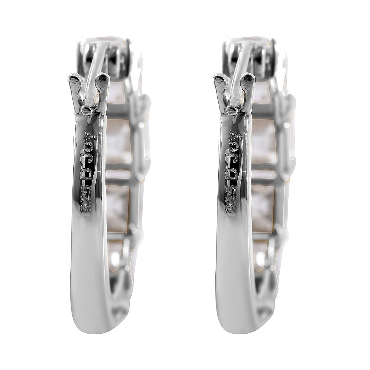 Asscher Cut Moissanite Hoop Earrings in Platinum Over Sterling Silver 5.35 ctw image number 3