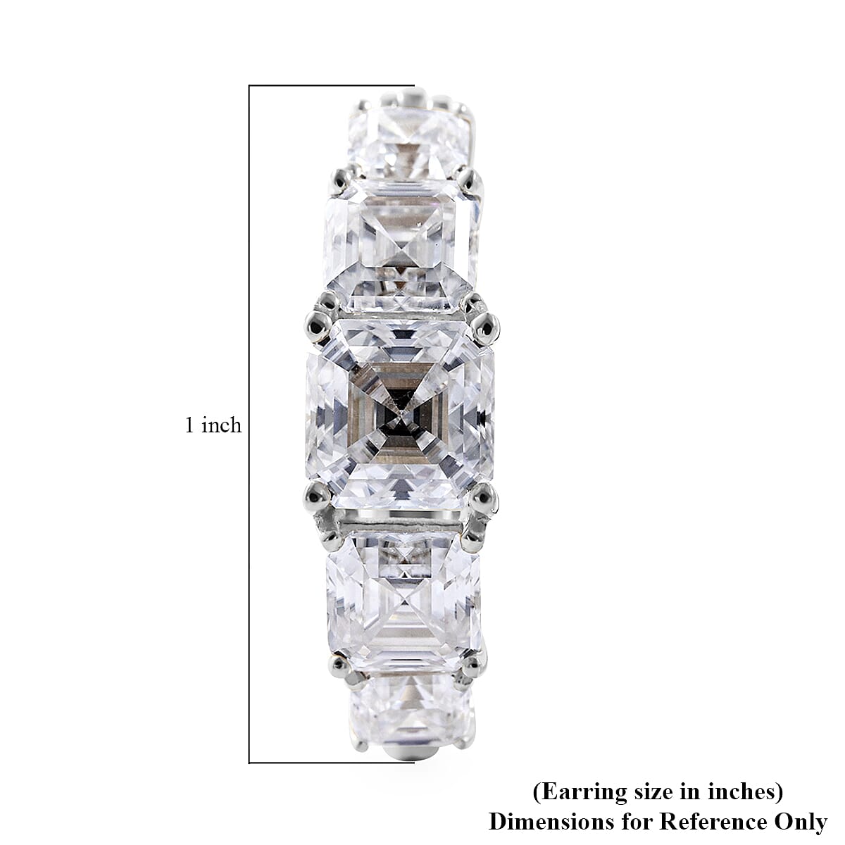 Asscher Cut Moissanite Hoop Earrings in Platinum Over Sterling Silver 5.35 ctw image number 4