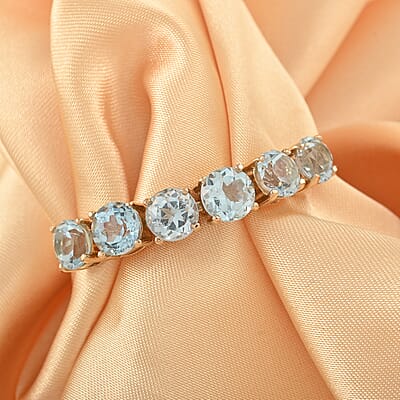 Blue Topaz Adjustable Bolo Bracelet in 14K Yellow Gold Over Sterling Silver 2.00 ctw