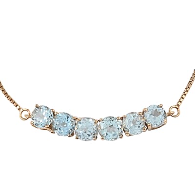 Blue Topaz Adjustable Bolo Bracelet in 14K Yellow Gold Over Sterling Silver 2.00 ctw
