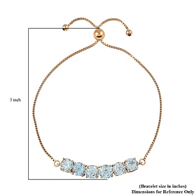 Blue Topaz Adjustable Bolo Bracelet in 14K Yellow Gold Over Sterling Silver 2.00 ctw