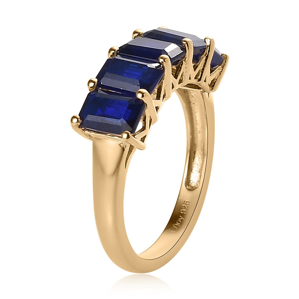 Tanzanian Blue Spinel (DF) 5 Stone Ring in Vermeil YG Over Sterling Silver (Size 10.0) 3.25 ctw image number 3