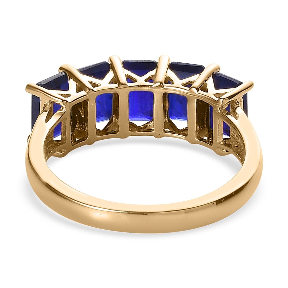 Tanzanian Blue Spinel (DF) 5 Stone Ring in Vermeil YG Over Sterling Silver (Size 10.0) 3.25 ctw image number 4