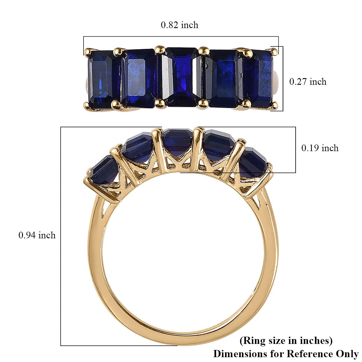 Tanzanian Blue Spinel (DF) 5 Stone Ring in Vermeil YG Over Sterling Silver (Size 10.0) 3.25 ctw image number 5