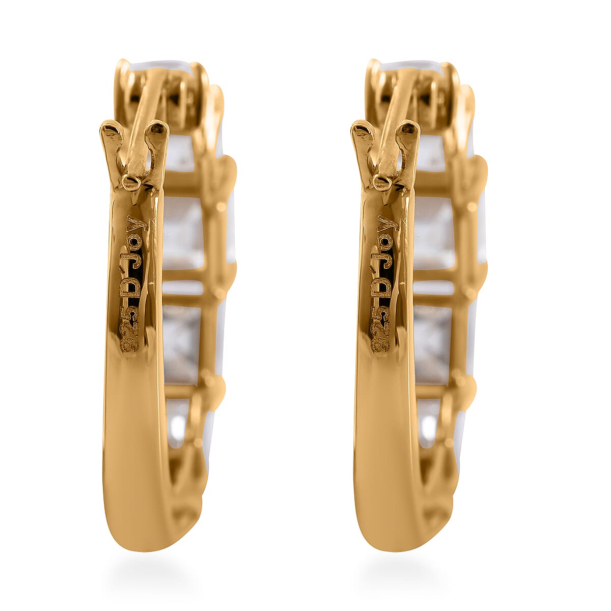 Asscher Cut Moissanite Hoop Earrings in Vermeil Yellow Gold Over Sterling Silver 5.35 ctw image number 3