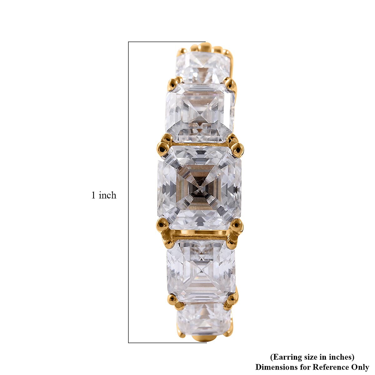 Asscher Cut Moissanite Hoop Earrings in Vermeil Yellow Gold Over Sterling Silver 5.35 ctw image number 4