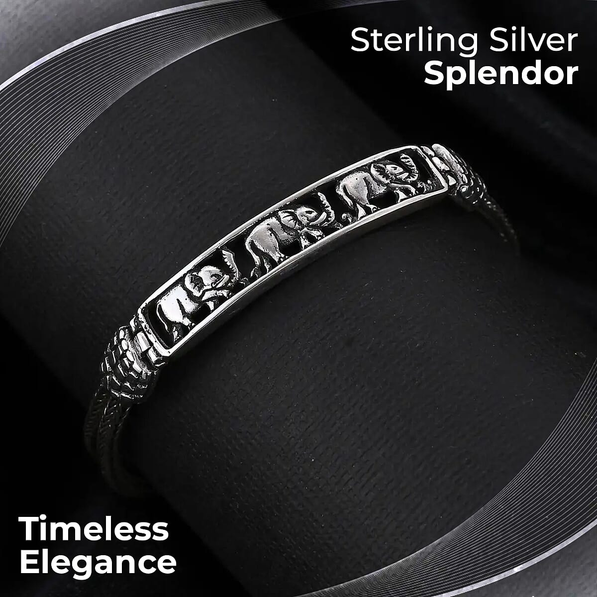 Bali Legacy Elephant Bracelet in Sterling Silver, Silver Jewelry For Women, Stylish Bracelet in Silver (8.00 In) 14.50 Grams image number 1