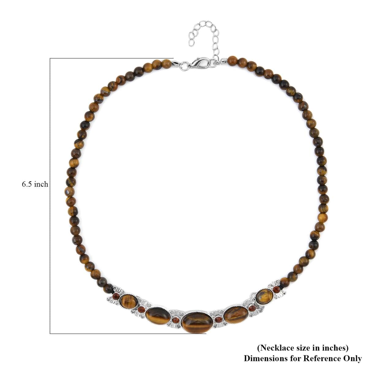 Yellow Tigers Eye and Brown Glass Beaded Necklace 18-20 Inches in Silvertone 133.00 ctw image number 4