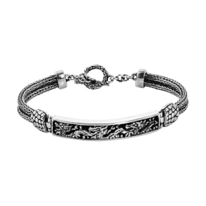 Bali Legacy Dragon Bracelet in Sterling Silver, Silver Jewelry For Women, Stylish Bracelet in Silver (7.25 In) 14.65 Grams