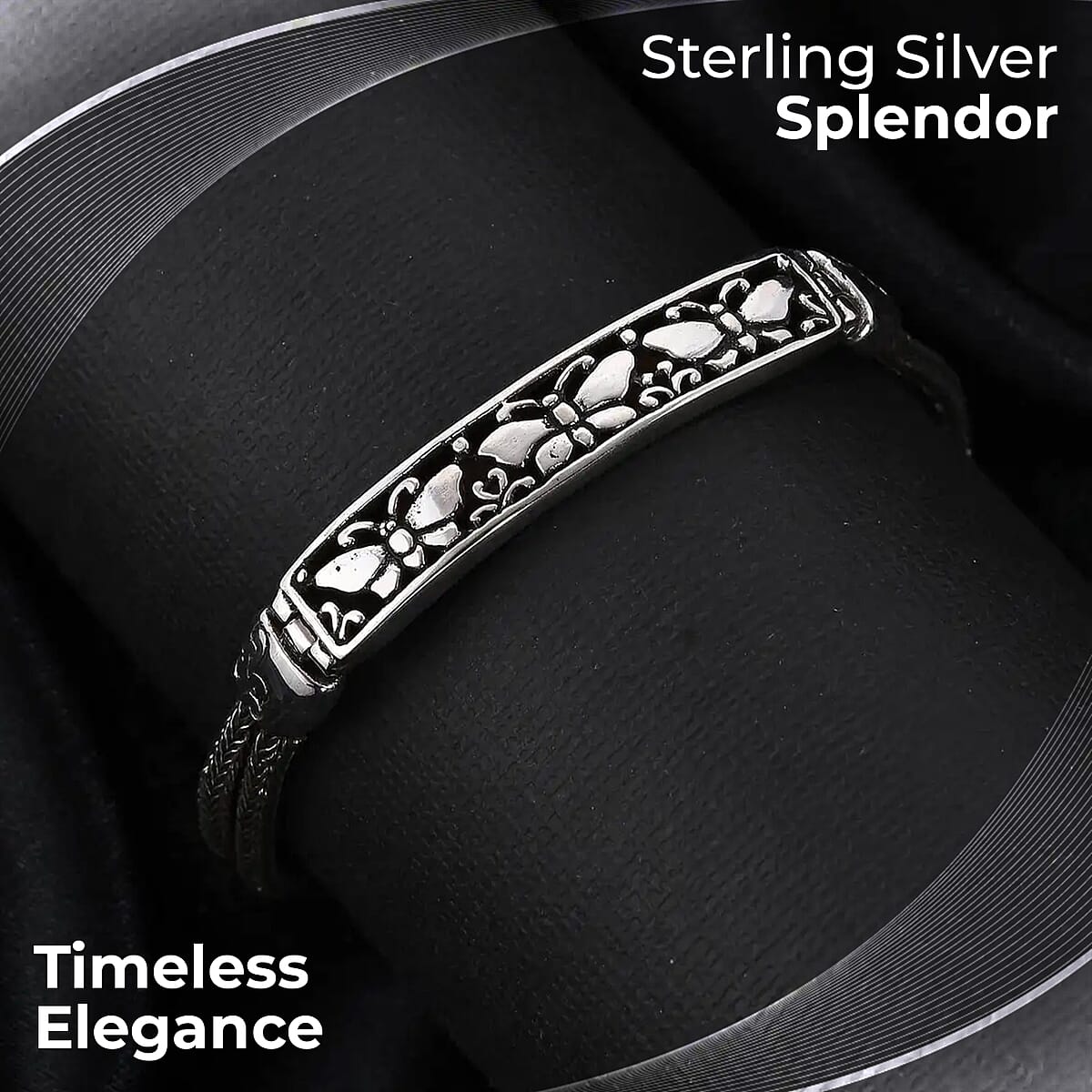 Bali Legacy Butterfly Bracelet in Sterling Silver, Silver Jewelry For Women, Stylish Bracelet in Silver (7.25 In) 15 Grams image number 1