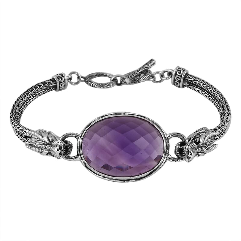 Bali Legacy Amethyst Dragon Bracelet in Sterling Silver (7.50 In) 50.00 ctw