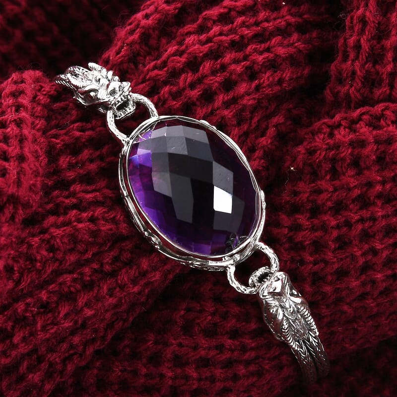 Bali Legacy Amethyst Dragon Bracelet in Sterling Silver (7.50 In) 50.00 ctw