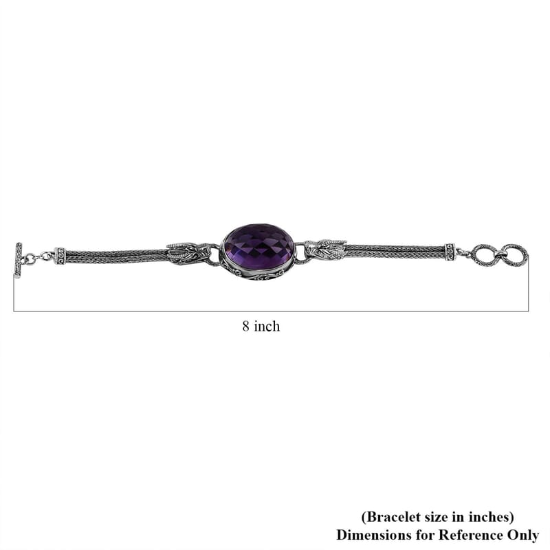 Bali Legacy Amethyst Dragon Bracelet in Sterling Silver (7.50 In) 50.00 ctw