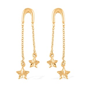 14K Yellow Gold Over Sterling Silver Star Dangle Earrings 1.60 Grams