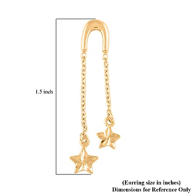 14K Yellow Gold Over Sterling Silver Star Dangle Earrings 1.60 Grams