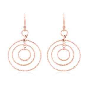 14K Rose Gold Over Sterling Silver Inner Circle Dangle Earrings 2.90 Grams