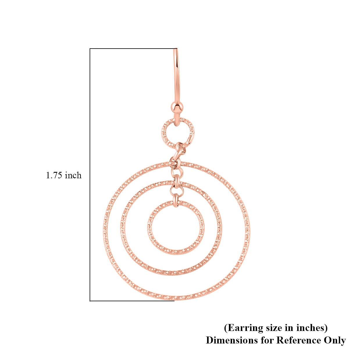 14K Rose Gold Over Sterling Silver Inner Circle Dangle Earrings 2.90 Grams