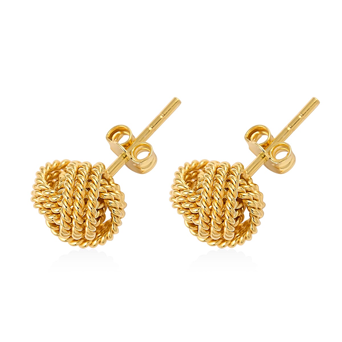 14K Yellow Gold Over Sterling Silver Rope Style Knot Earrings 2.30 Grams image number 3