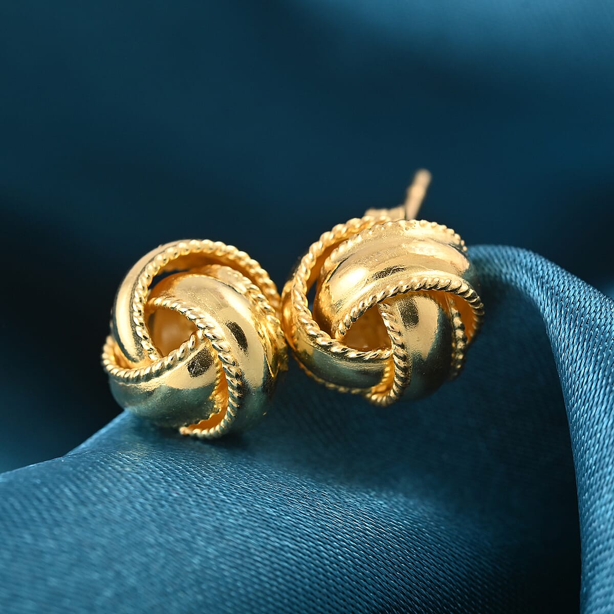 14K Yellow Gold Over Sterling Silver Knot Earrings 2.40 Grams image number 1