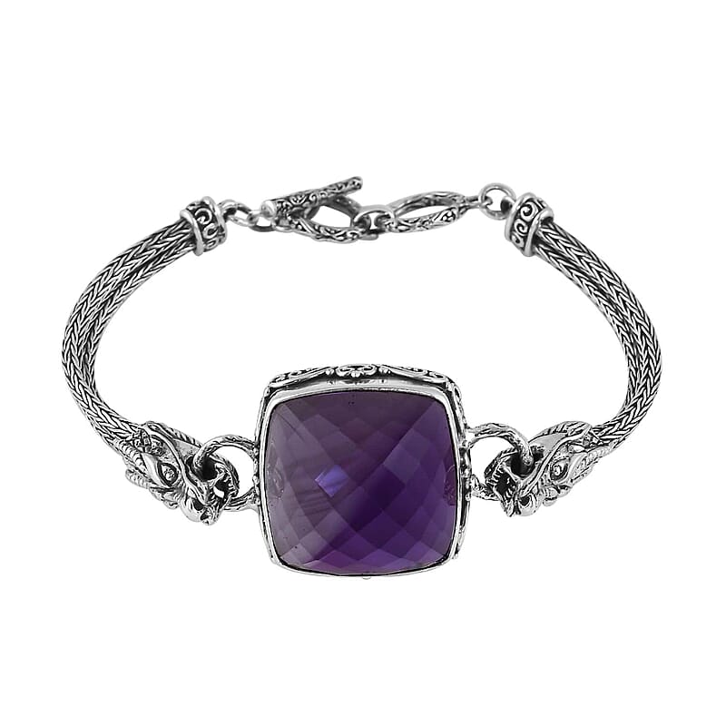 Bali Legacy Amethyst Dragon Bracelet in Sterling Silver (7.50 In) 50.00 ctw