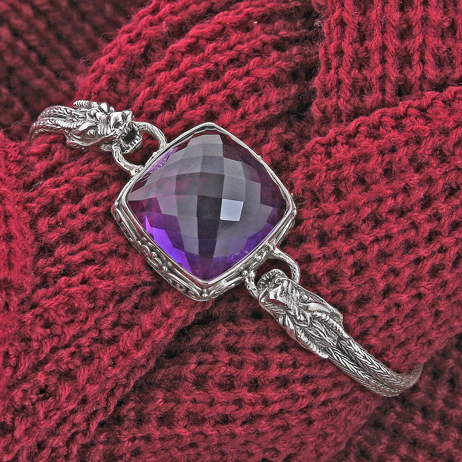 Bali Legacy Amethyst Dragon Bracelet in Sterling Silver (7.50 In) 50.00 ctw