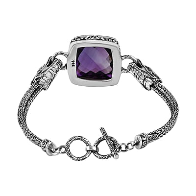 Bali Legacy Amethyst Dragon Bracelet in Sterling Silver (7.50 In) 50.00 ctw