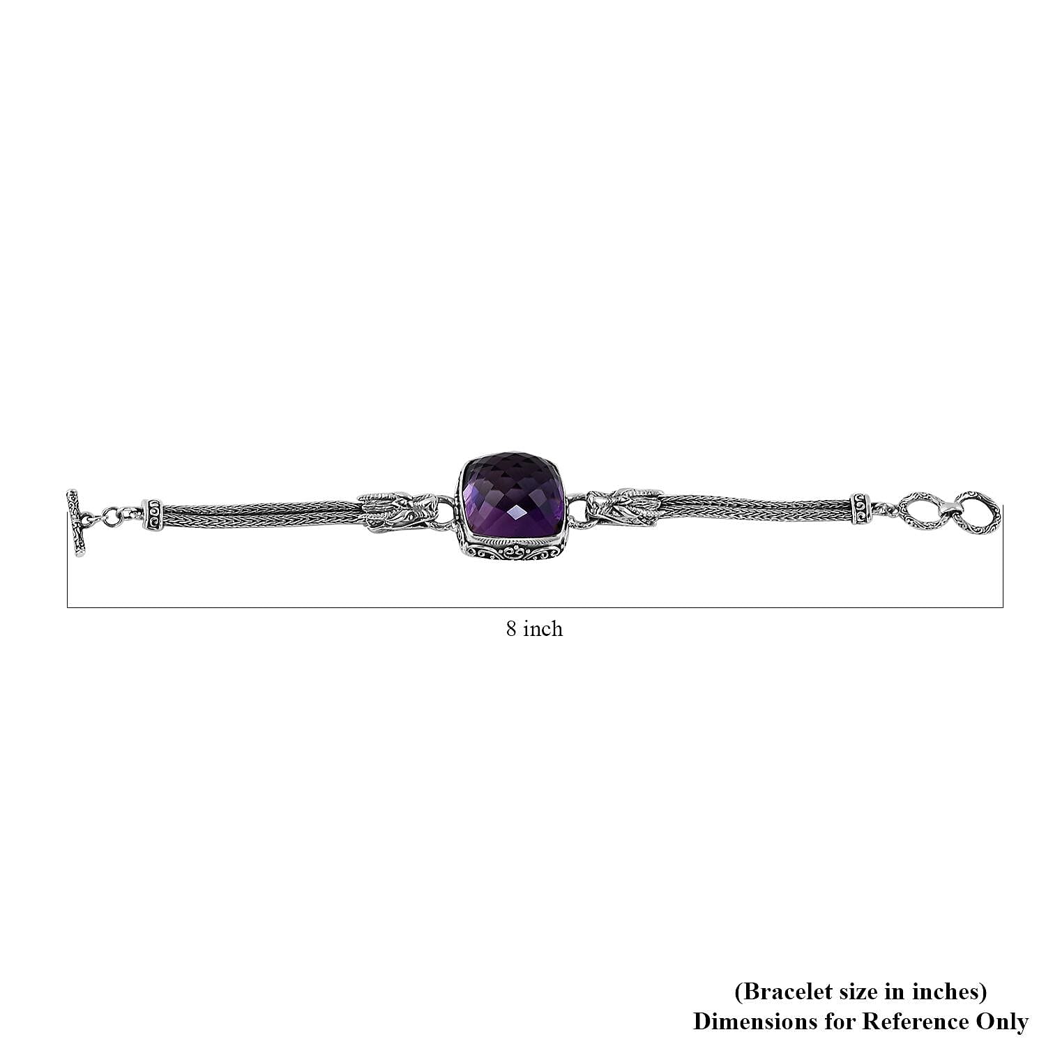 Bali Legacy Amethyst Dragon Bracelet in Sterling Silver (7.50 In) 50.00 ctw