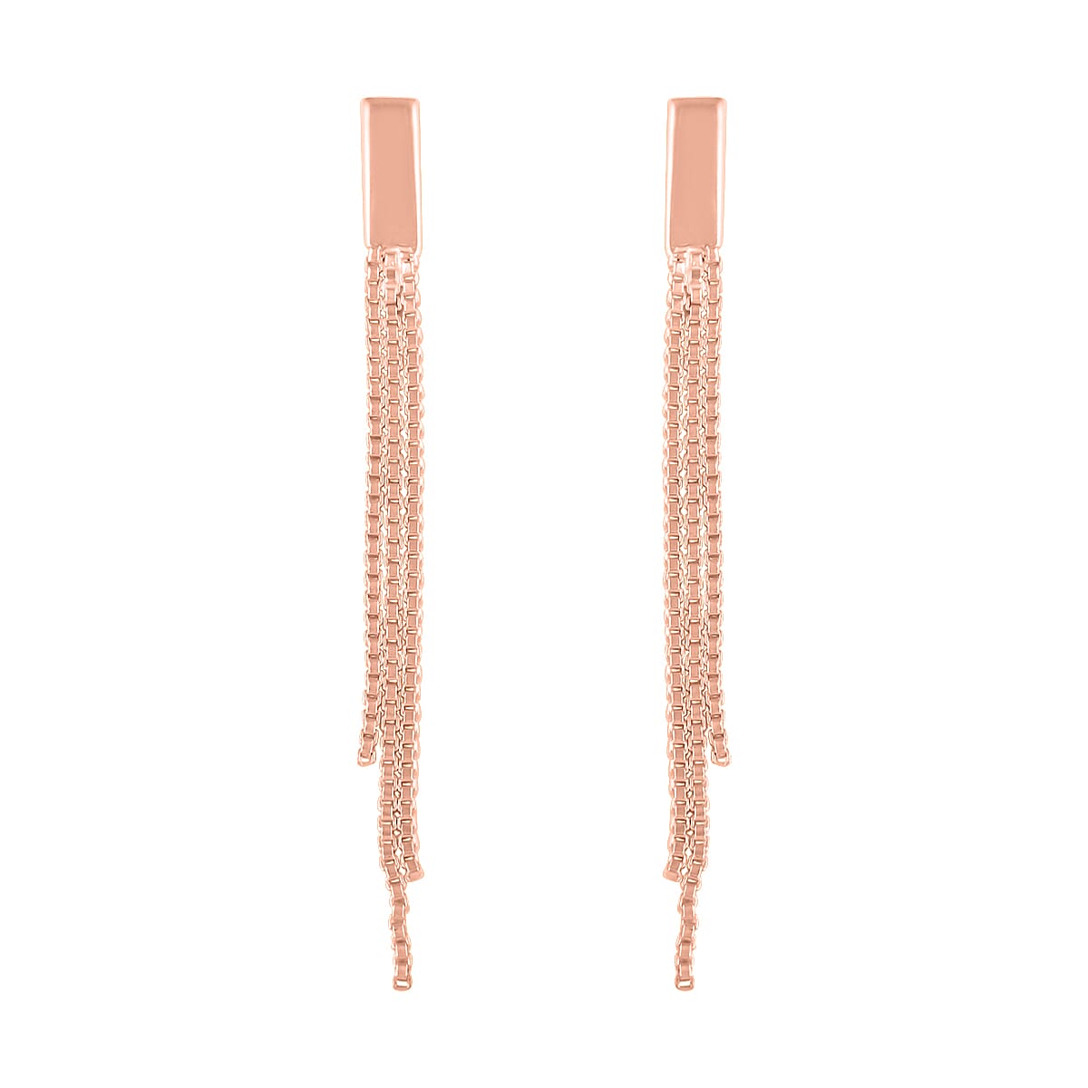 14K RG Over Sterling Silver Fringe Dangle Earrings (1.7 g) image number 0
