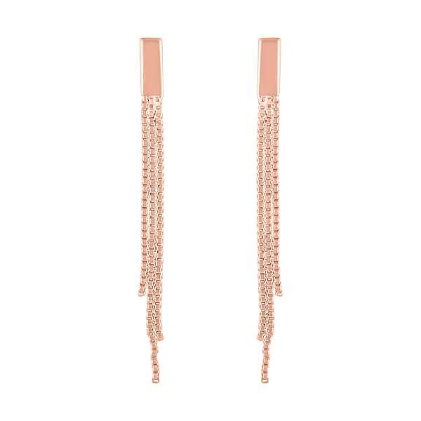 14K Rose Gold Over Sterling Silver Fringe Dangle Earrings 1.7 Grams