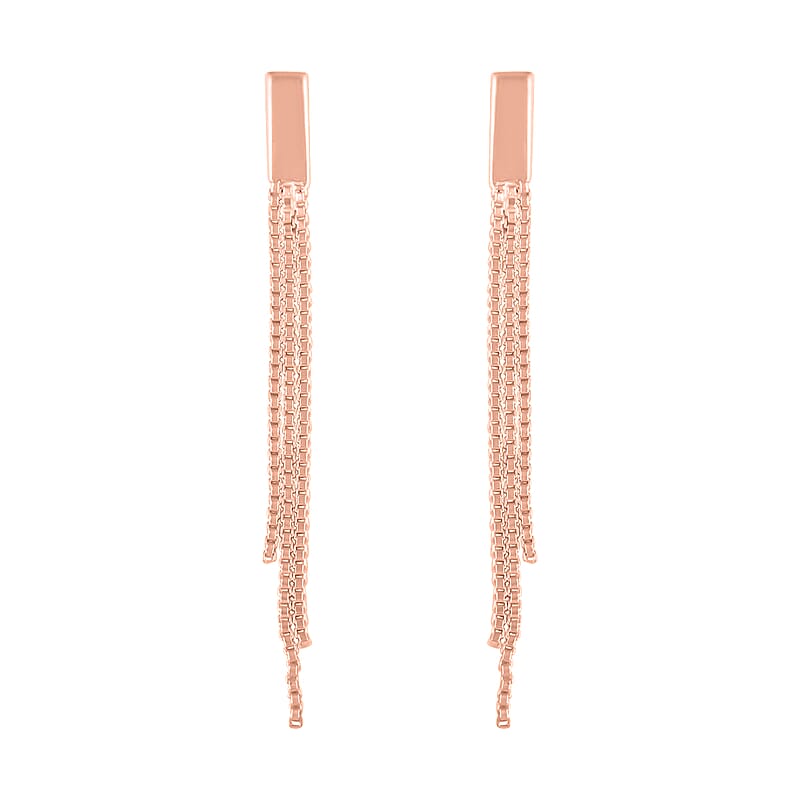 14K Rose Gold Over Sterling Silver Fringe Dangle Earrings 1.7 Grams