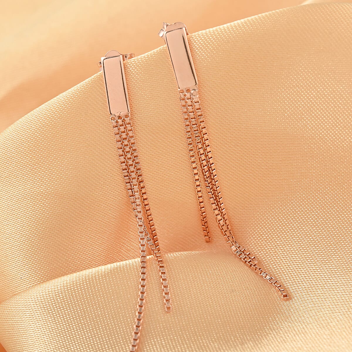 14K RG Over Sterling Silver Fringe Dangle Earrings (1.7 g) image number 1