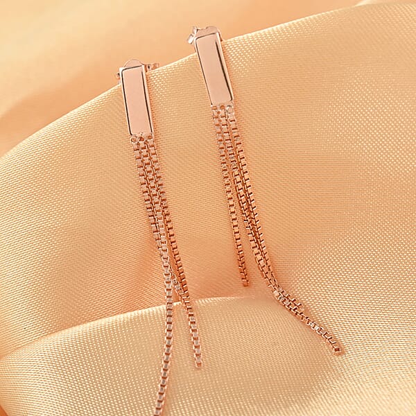 14K Rose Gold Over Sterling Silver Fringe Dangle Earrings 1.7 Grams