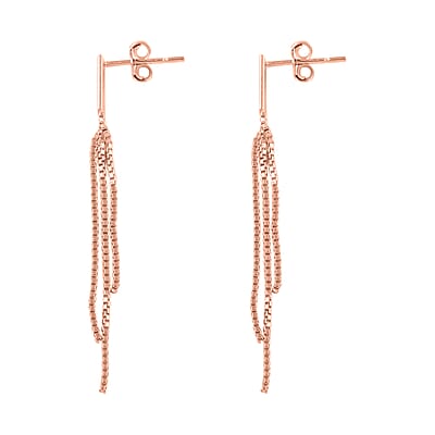14K Rose Gold Over Sterling Silver Fringe Dangle Earrings 1.7 Grams