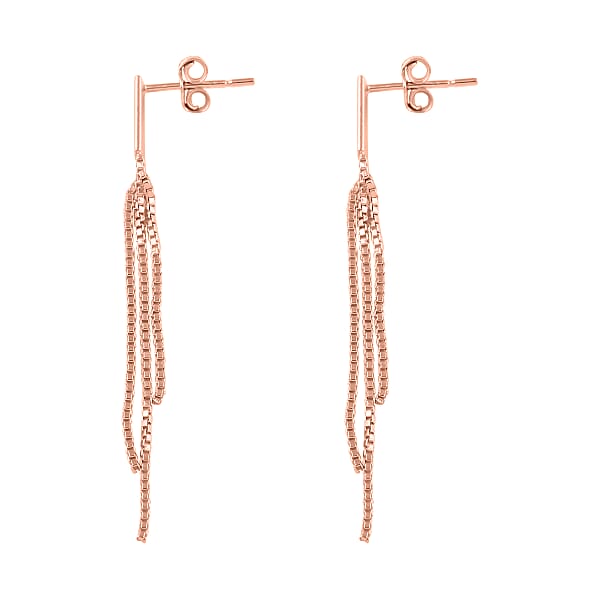 14K Rose Gold Over Sterling Silver Fringe Dangle Earrings 1.7 Grams