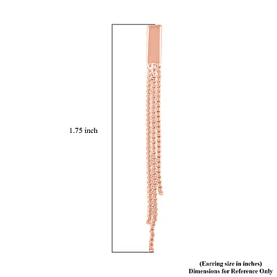 14K Rose Gold Over Sterling Silver Fringe Dangle Earrings 1.7 Grams