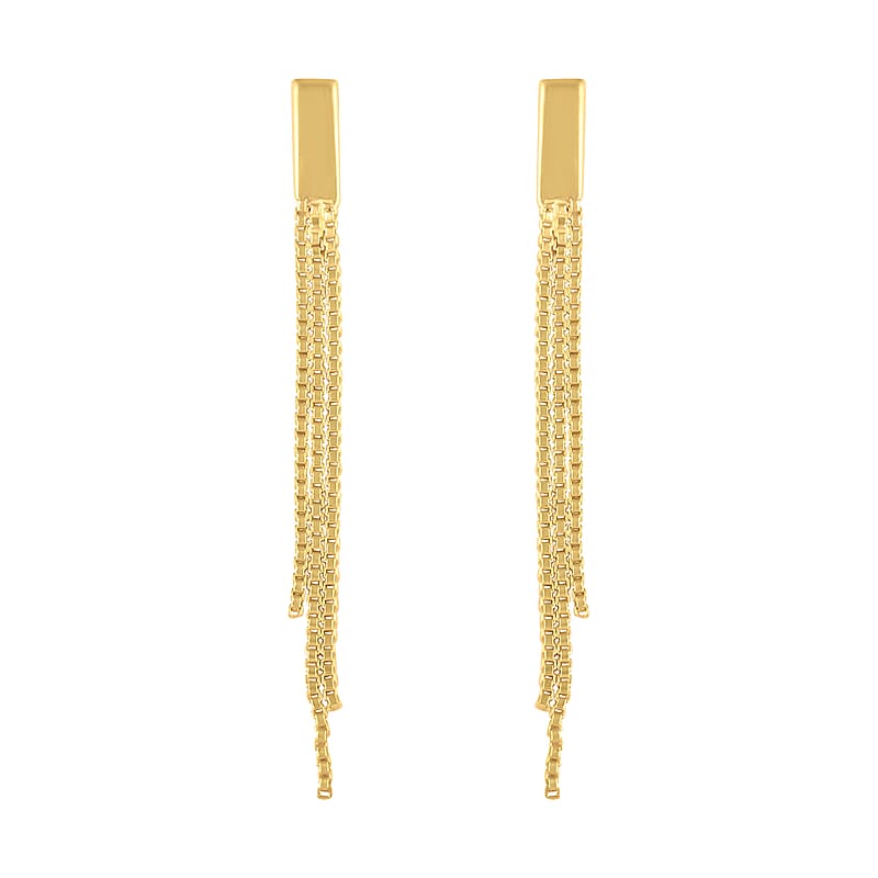 14K Yellow Gold Over Sterling Silver Fringe Dangle Earrings 1.7 Grams