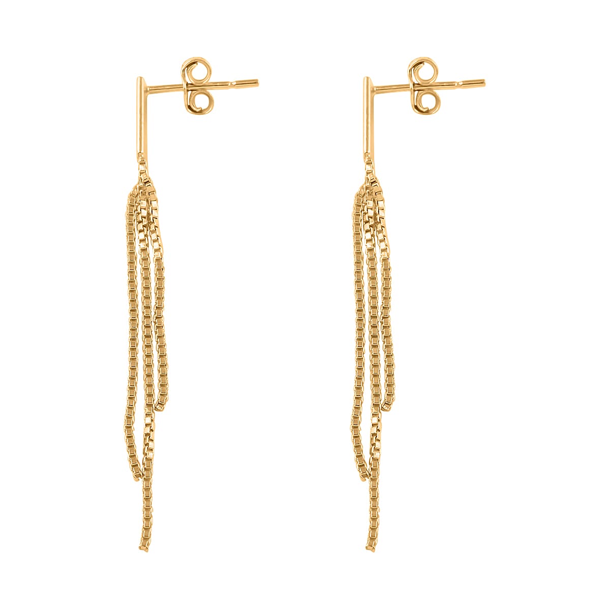 14K Yellow Gold Over Sterling Silver Fringe Dangle Earrings 1.7 Grams image number 3