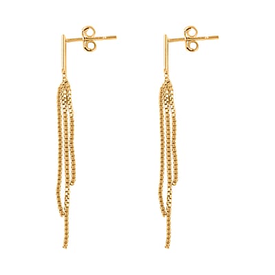 14K Yellow Gold Over Sterling Silver Fringe Dangle Earrings 1.7 Grams