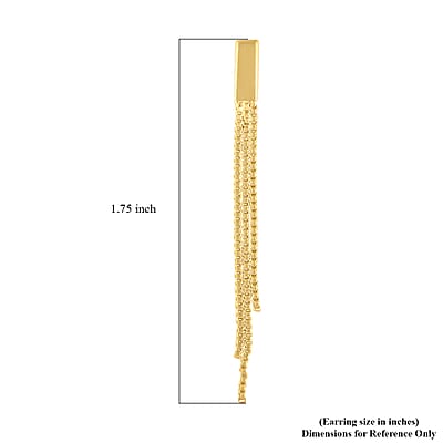 14K Yellow Gold Over Sterling Silver Fringe Dangle Earrings 1.7 Grams
