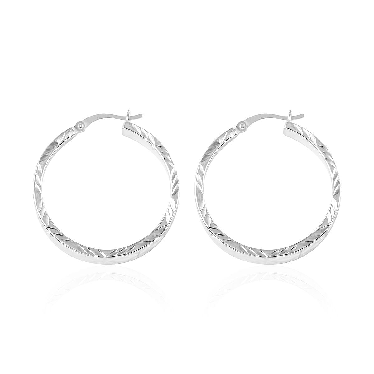 Sterling Silver Diamond-Cut Hoop Earrings (3.50 g) image number 3