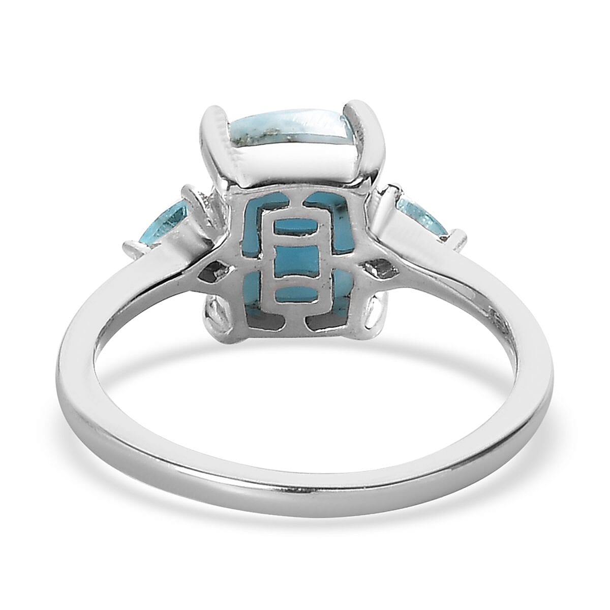 Premium Larimar and Madagascar Paraiba Apatite Ring in Platinum Over Sterling Silver (Size 10.0) 2.85 ctw