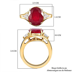 African Ruby and Moissanite 7.14 ctw Ring in Vermeil Yellow Gold Over Sterling Silver (Size 11.5)