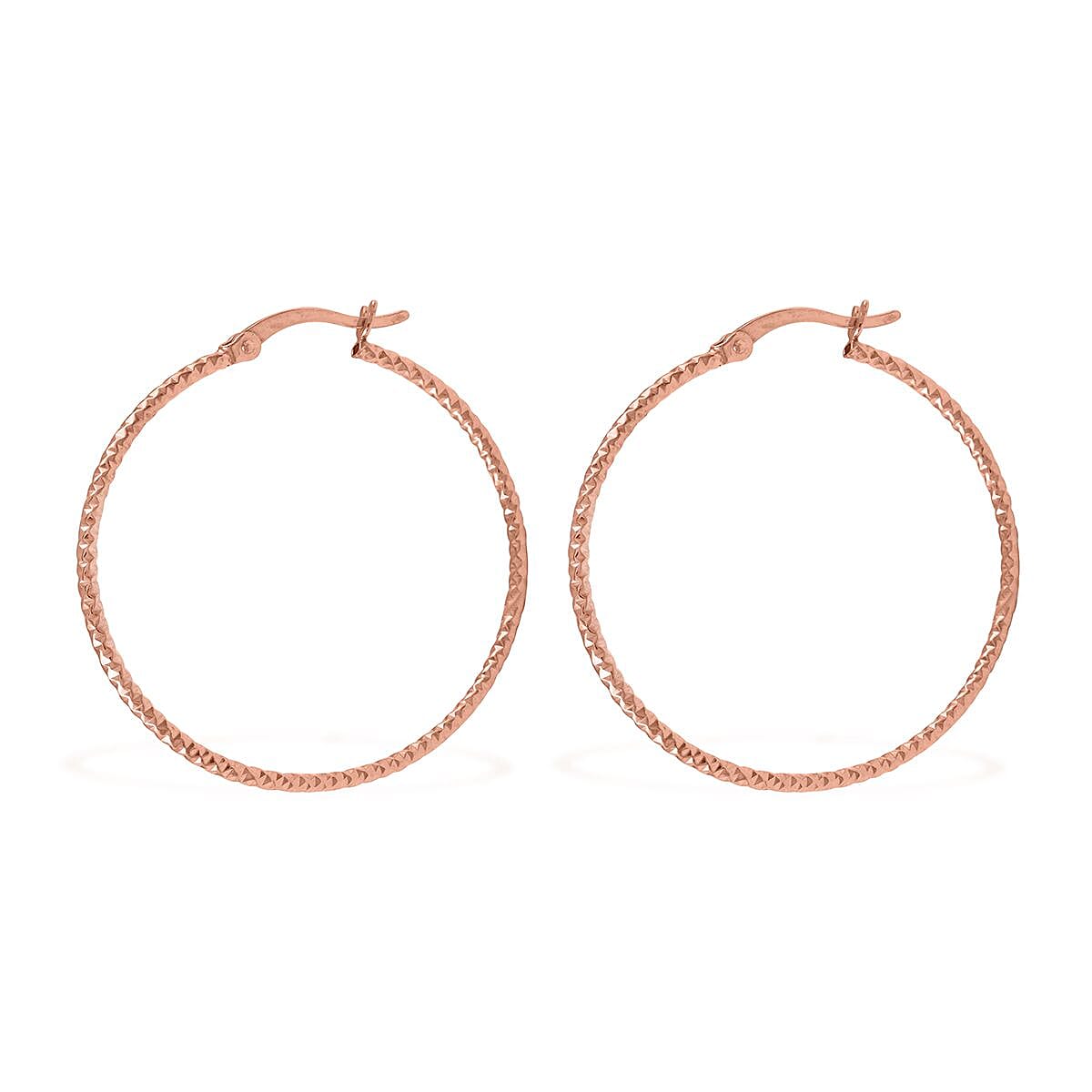 Buy 14K Rose Gold Over Sterling Silver Hammered Texture Hoop Earrings 2.30 Grams at ShopLC.